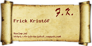 Frick Kristóf névjegykártya